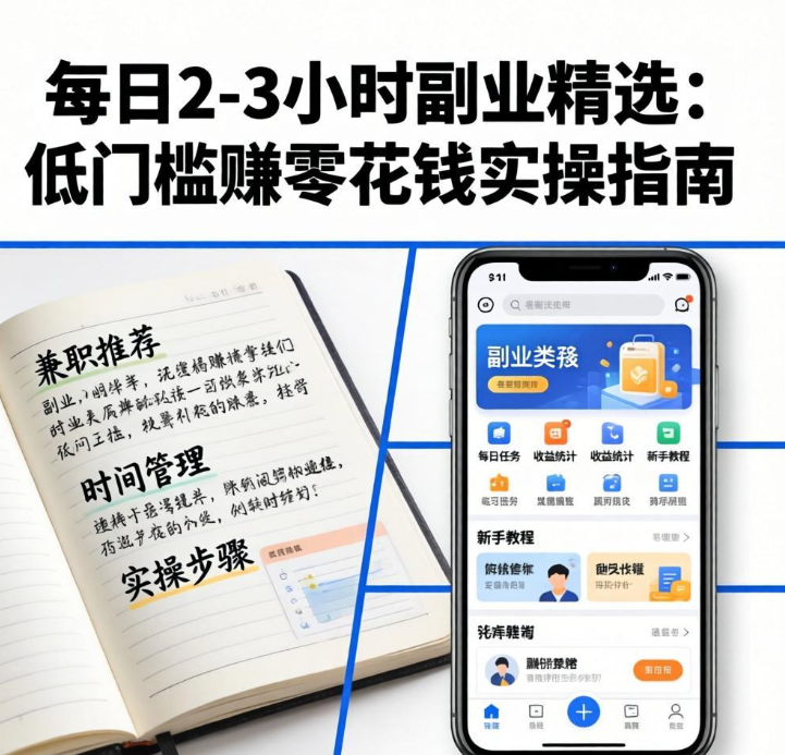 每日2-3小时副业精选：低门槛赚零花钱实操指南