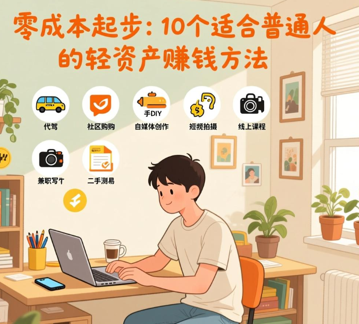零成本起步：10个适合普通人的轻资产赚钱方法