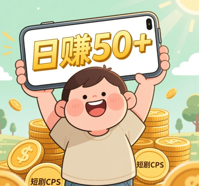 一部手机日赚50+！2026普通人靠‘短剧CPS推广’月入3000+，剪辑15秒就能分钱