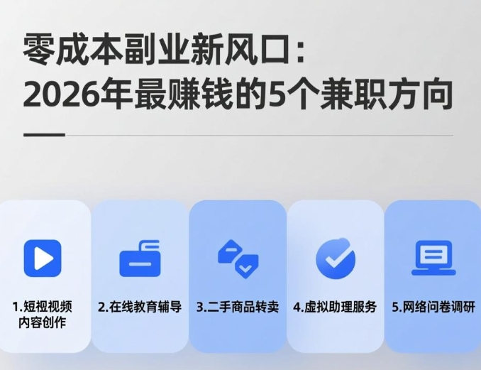 零成本副业新风口:2026年最赚钱的5个兼职方向 零成本副业新风口:2026年最赚钱的5个兼职方向