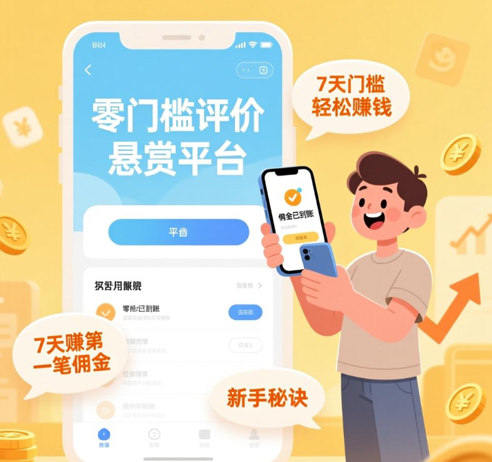 零门槛评价悬赏平台推荐：新手7天赚第一笔佣金的秘诀