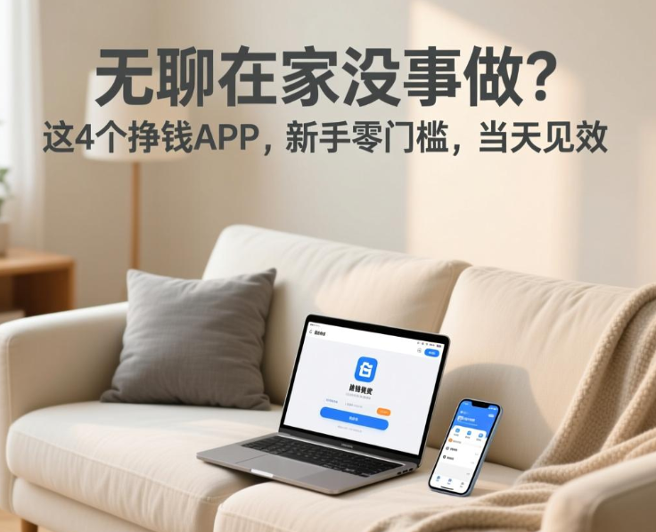 无聊在家没事做?这4个挣钱APP,新手零门槛,当天见效 无聊在家没事做?这4个挣钱APP,新手零门槛,当天见效