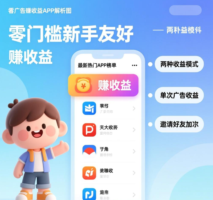 零门槛新手友好型看广告赚收益APP推荐,最新热门榜单及收益模式解析 零门槛新手友好型看广告赚收益APP推荐,最新热门榜单及收益模式解析