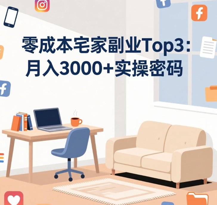 零成本宅家副业Top3：月入3000+实操密码