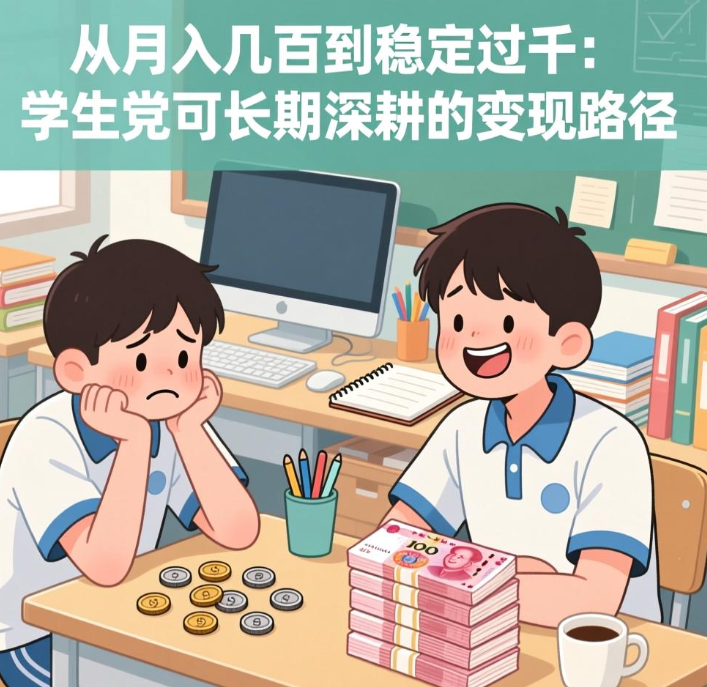 从月入几百到稳定过千：学生党可长期深耕的变现路径