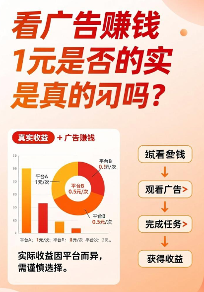 看广告赚钱一个1元是真的吗？真实的没有那么多收益