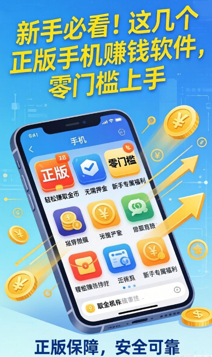 新手必看！这几个正版手机赚钱软件，零门槛上手