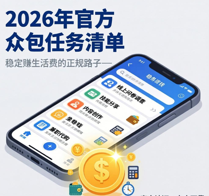 2026年官方众包任务清单，稳定赚生活费的正规路子