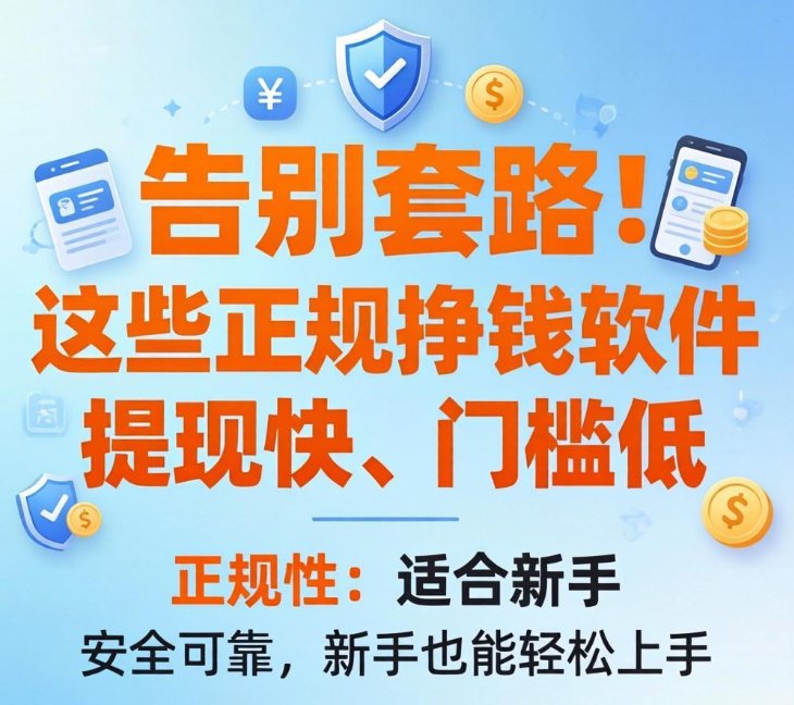 告别套路!这些正规挣钱软件提现快、门槛低 告别套路!这些正规挣钱软件提现快、门槛低