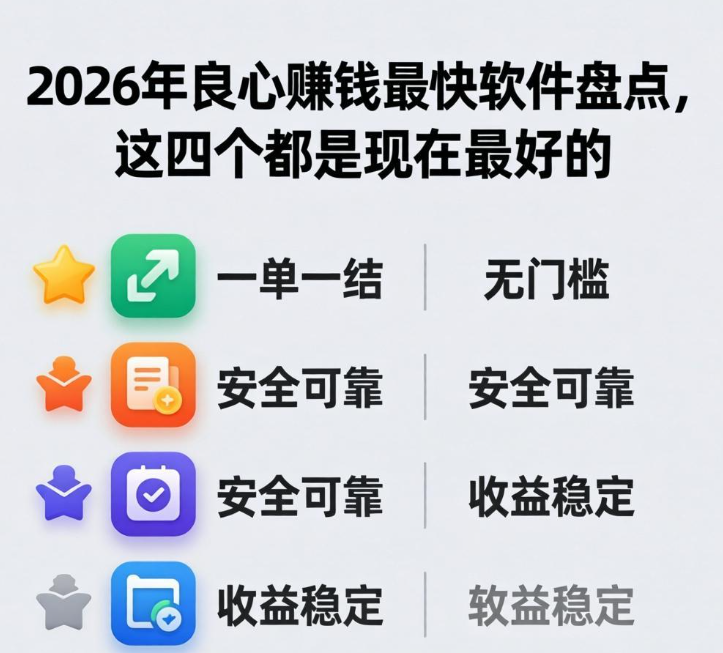 2026良心赚钱最快软件盘点,这四个都是现在最好的 2026良心赚钱最快软件盘点,这四个都是现在最好的