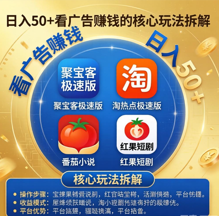 日入50+不是梦!看广告赚钱的核心玩法拆解