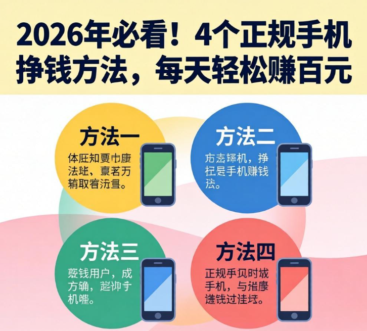 2026年必看！4个正规手机挣钱方法，每天轻松赚百元