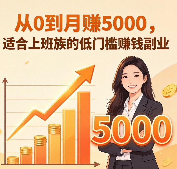 从 0 到月赚 5000，适合上班族的低门槛赚钱副业