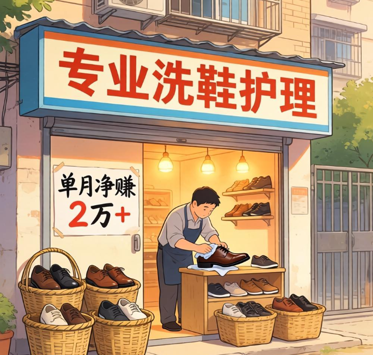 小区楼下的隐形富豪：10平米洗鞋店，单月净赚2万+的秘密