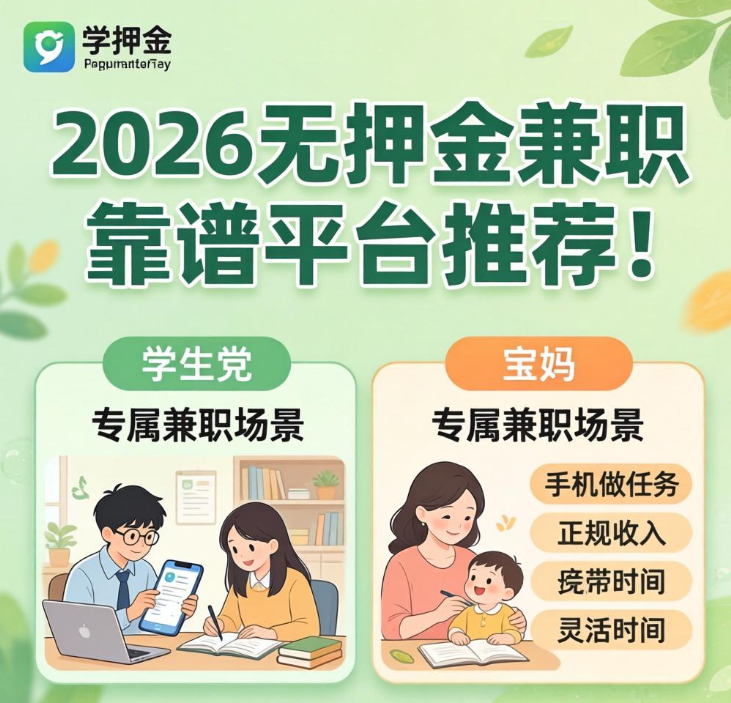 2026无押金兼职靠谱平台推荐！学生党宝妈手机赚钱攻略
