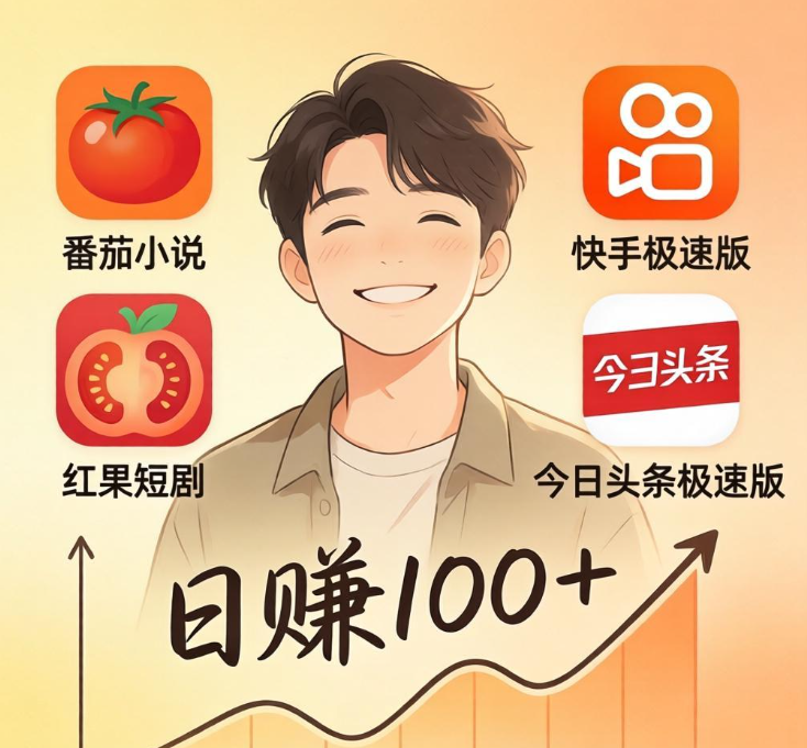 2026 最强娱乐副业：红果短剧 + 今日头条极速版 + 番茄小说 + 快手极速版，每天边玩边赚 100+