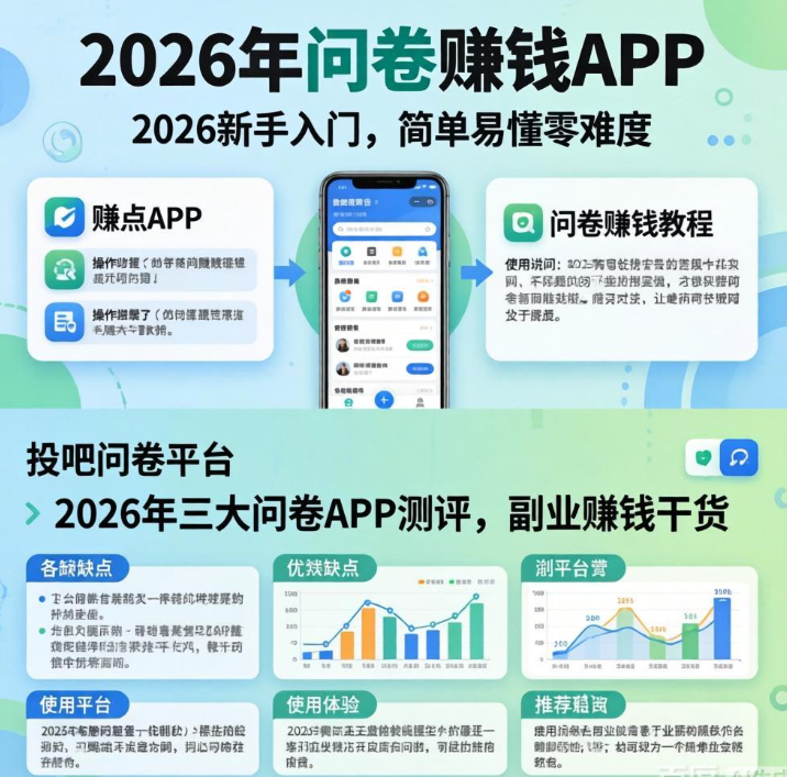 投吧问卷平台靠谱吗？2026三大问卷APP测评，副业赚钱干货
