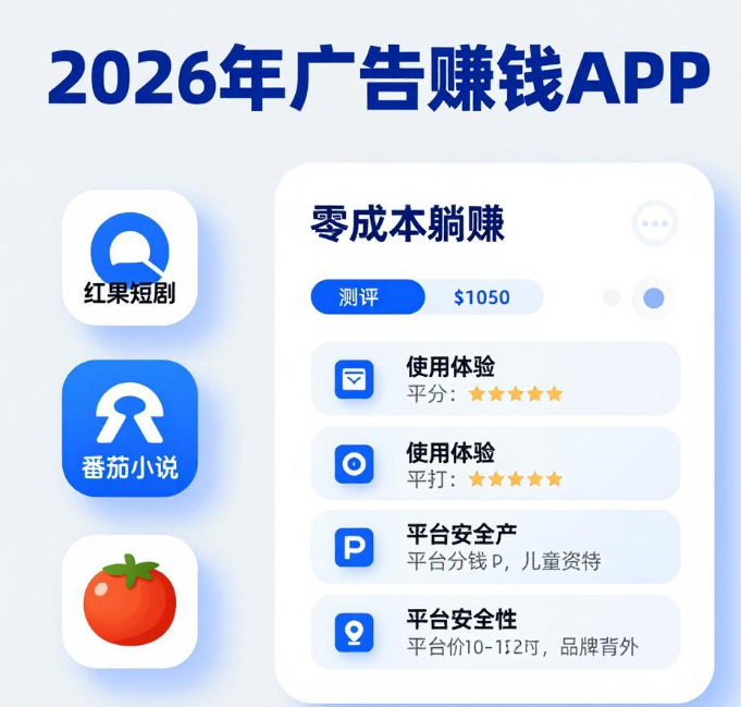 2026看广告刷视频赚钱APP推荐!红果短剧&番茄小说实测,零成本躺赚 2026看广告刷视频赚钱APP推荐!红果短剧&番茄小说实测,零成本躺赚