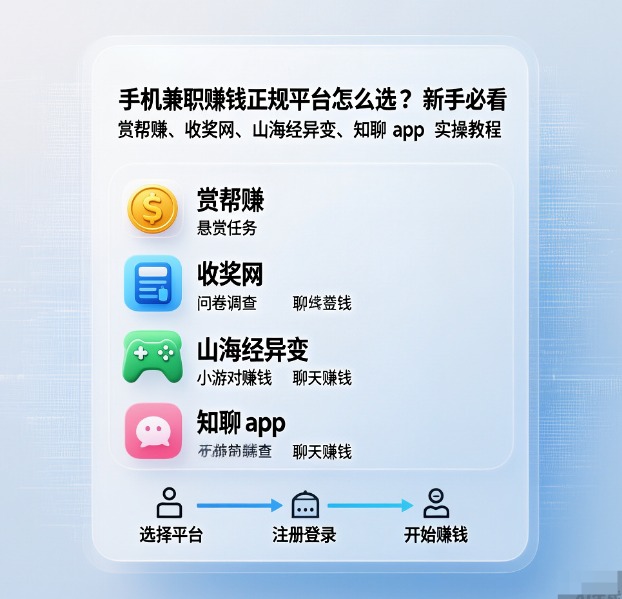 手机兼职赚钱正规平台怎么选?新手必看:赏帮赚、收奖网、山海经异变、知聊 app 实操教程 手机兼职赚钱正规平台怎么选?新手必看:赏帮赚、收奖网、山海经异变、知聊 app 实操教程