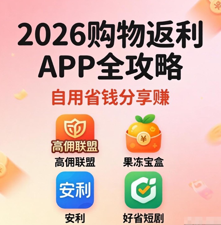 2026购物返利 APP 全攻略:高佣联盟 / 果冻宝盒 / 安利 / 好省短剧,自用省钱分享赚 2026购物返利 APP 全攻略:高佣联盟 / 果冻宝盒 / 安利 / 好省短剧,自用省钱分享赚