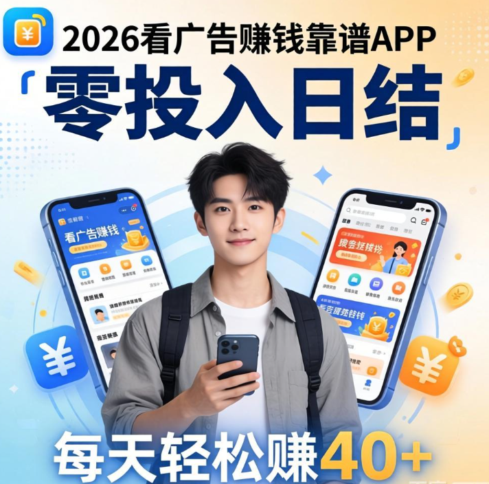 2026看广告赚钱靠谱APP,零投入日结,每天轻松赚40+ 2026看广告赚钱靠谱APP,零投入日结,每天轻松赚40+