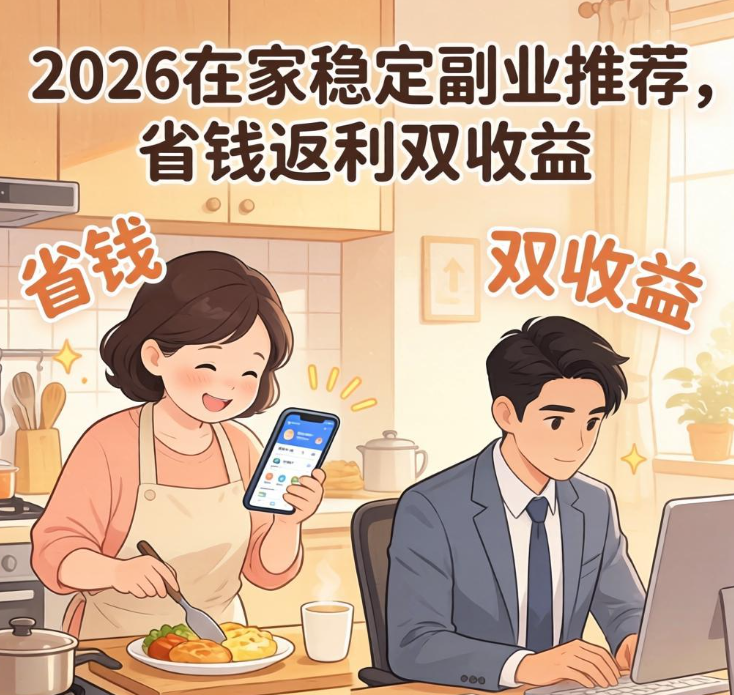 2026在家稳定副业推荐，省钱返利双收益，宝妈上班族专属