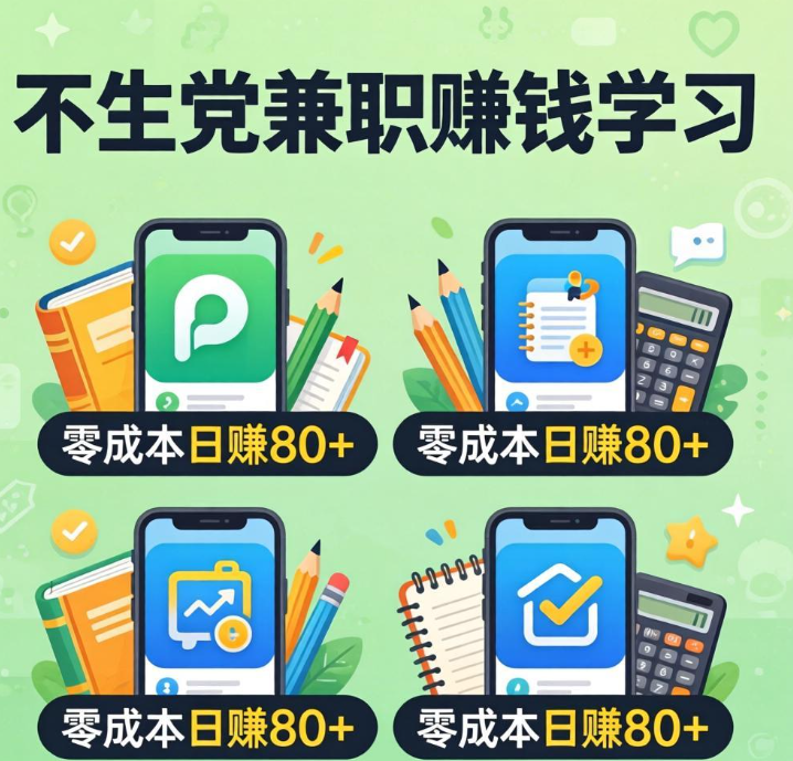学生党兼职赚钱攻略,4个手机APP零成本日赚80+,不耽误学习 学生党兼职赚钱攻略,4个手机APP零成本日赚80+,不耽误学习