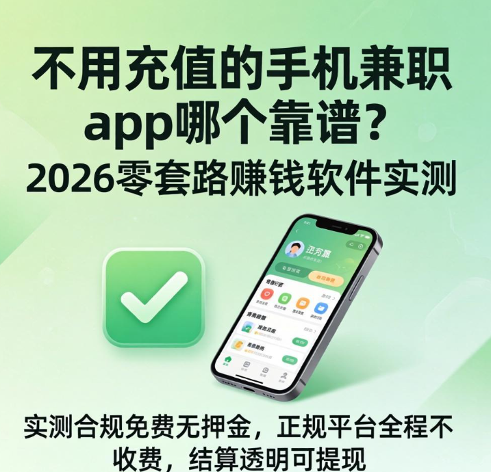 不用充值的手机兼职app哪个靠谱？2026零套路赚钱软件实测