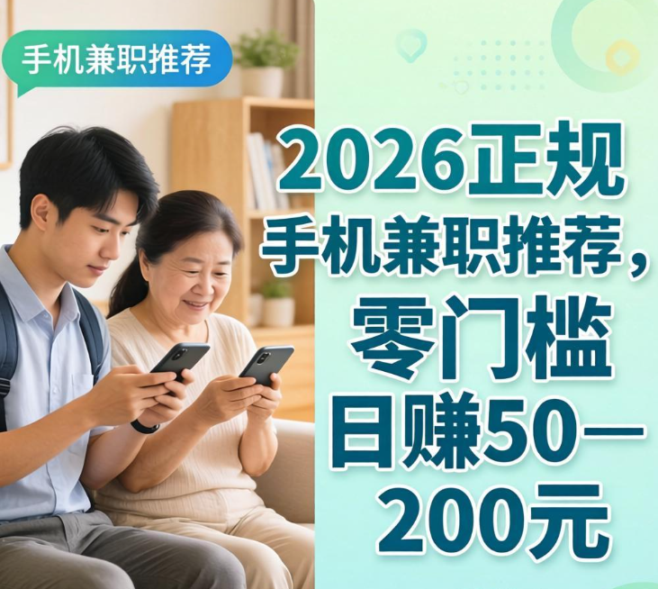 2026正规手机兼职推荐,零门槛日赚50–200元,学生宝妈都能做 2026正规手机兼职推荐,零门槛日赚50–200元,学生宝妈都能做