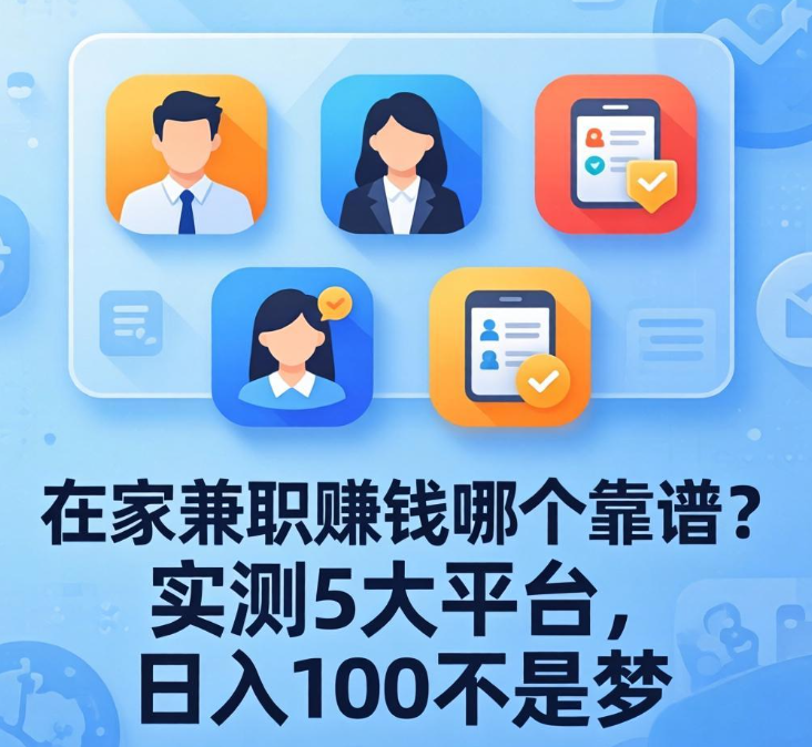 在家兼职赚钱哪个靠谱？实测4大平台，日入100不是梦