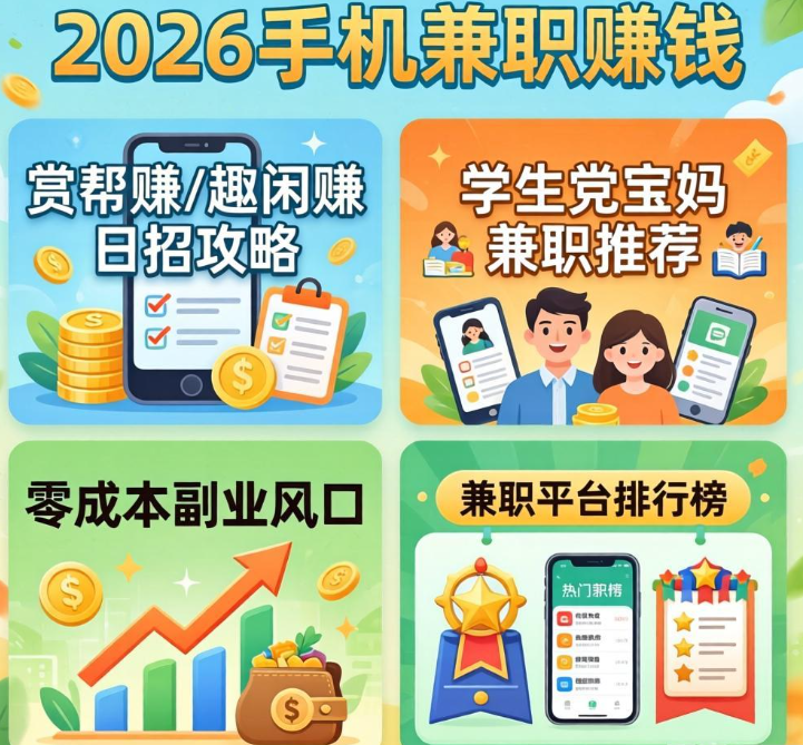 2026手机兼职赚钱实测！零门槛日结，赏帮赚/趣闲赚日入50+靠谱攻略