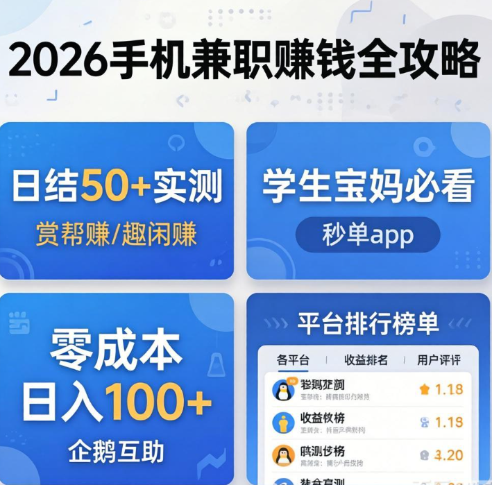 2026手机副业风口!零成本日入100+,企鹅互助/趣闲赚赚钱教程 2026手机副业风口!零成本日入100+,企鹅互助/趣闲赚赚钱教程