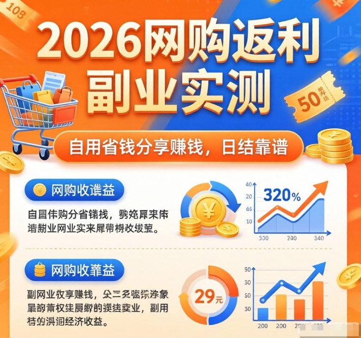 2026网购返利副业实测｜自用省钱分享赚钱，日结靠谱