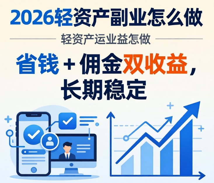 2026轻资产副业怎么做｜省钱 + 佣金双收益，长期稳定