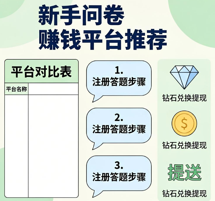 新手小白做在线问卷调查赚零花钱用什么平台？注册答题与钻石兑换提现教程