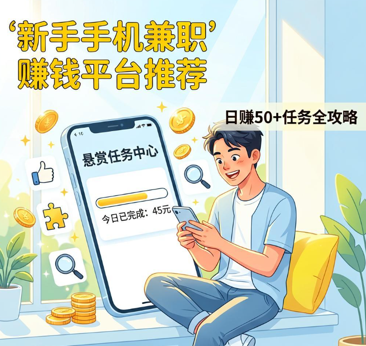 2026年手机兼职赚钱正规平台推荐：新手做悬赏任务日赚50+的完整攻略