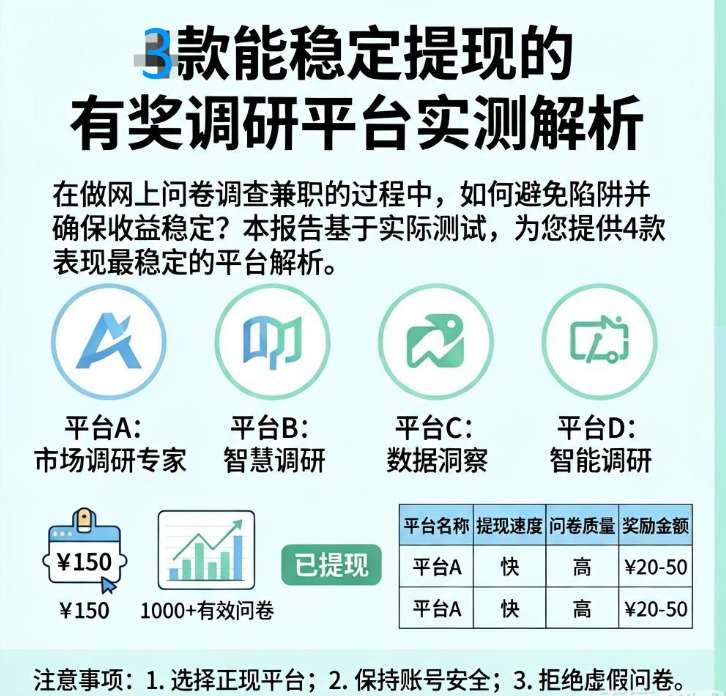 做网上问卷调查兼职怎么避坑？4款能稳定提现的有奖调研平台实测解析