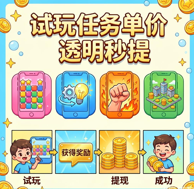 喜欢玩手机游戏顺带赚零花 试玩任务选这四个平台单价透明可秒提 喜欢玩手机游戏顺带赚零花 试玩任务选这四个平台单价透明可秒提