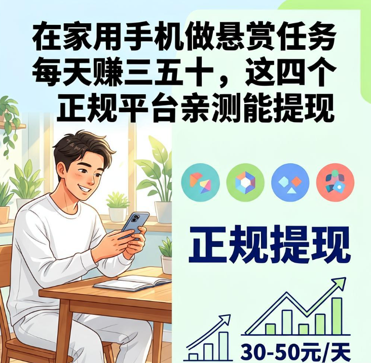 在家用手机做悬赏任务每天赚三五十,这四个正规平台亲测能提现 在家用手机做悬赏任务每天赚三五十,这四个正规平台亲测能提现