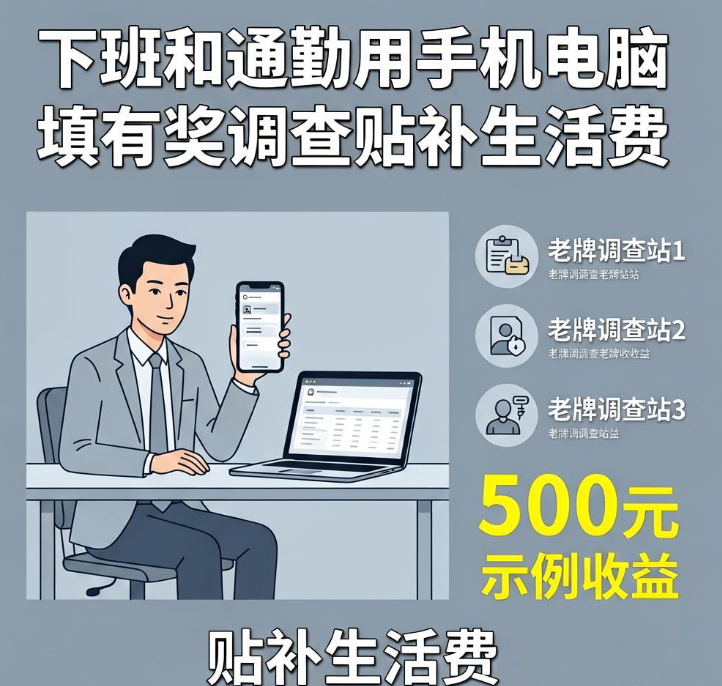 下班和通勤用手机电脑填有奖调查贴补生活费,三个老牌调查站上班族亲测可提现 下班和通勤用手机电脑填有奖调查贴补生活费,三个老牌调查站上班族亲测可提现
