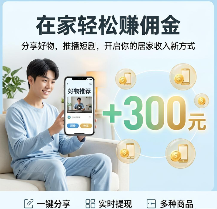 不想出门找兼职?用手机分享好物推短剧赚佣金,四家长久运营平台亲测能提现 不想出门找兼职?用手机分享好物推短剧赚佣金,四家长久运营平台亲测能提现