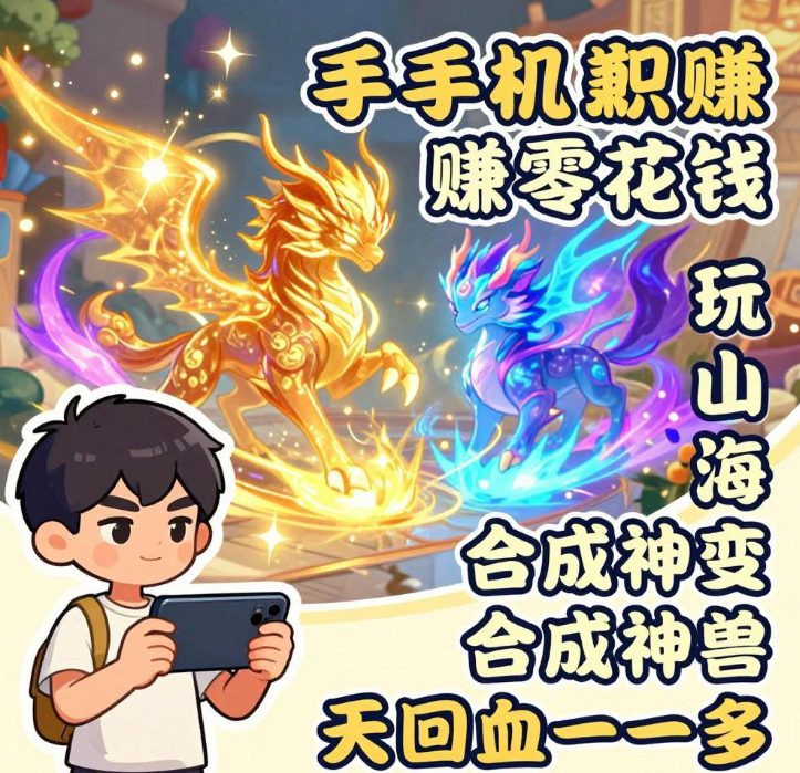 手机兼职赚零花钱实测：玩山海经异变合成神兽，七天回血一百多