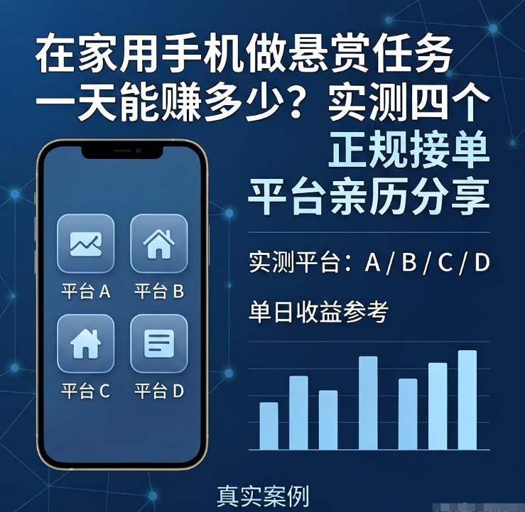 在家用手机做悬赏任务一天能赚多少?实测四个正规接单平台亲历分享 在家用手机做悬赏任务一天能赚多少?实测四个正规接单平台亲历分享