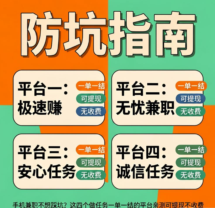 手机兼职不想踩坑?这四个做任务一单一结的平台亲测可提现不收费 手机兼职不想踩坑?这四个做任务一单一结的平台亲测可提现不收费