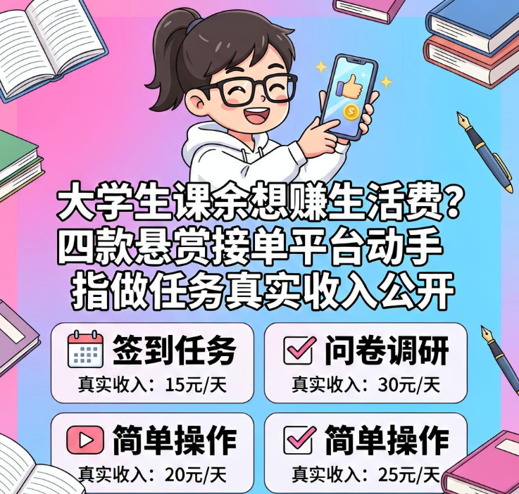 大学生课余想赚生活费?四款悬赏接单平台动手指做任务真实收入公开 大学生课余想赚生活费?四款悬赏接单平台动手指做任务真实收入公开