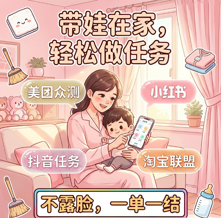 带娃在家想找不露脸的兼职?四个手机做任务一单一结的平台分享 带娃在家想找不露脸的兼职?四个手机做任务一单一结的平台分享