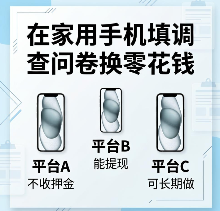 2026年还在找不收押金的线上兼职 三家问卷调查平台填表就能提现