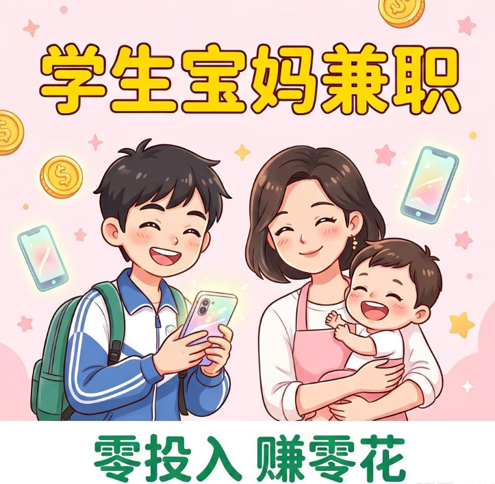 学生党和宝妈在家带娃也能做，手机悬赏任务兼职零投入每天赚零花