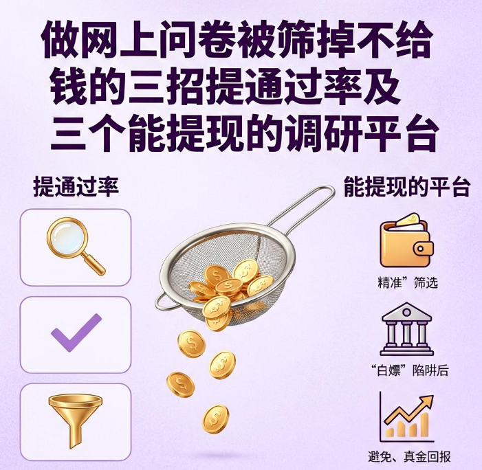 做网上问卷总是被筛掉不给钱？三招提通过率附三个能提到现的调研平台