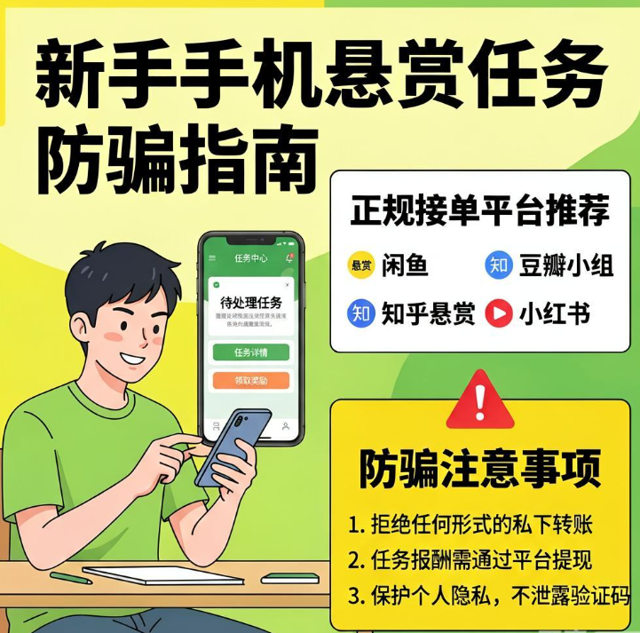 新手如何用手机做悬赏任务赚佣金？4个正规接单平台详解及防骗注意事项